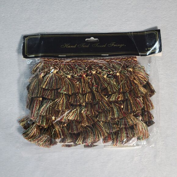Hand Tied Tassel Fringe 6 Yards Multicolor Made in India - Picture 2 of 6